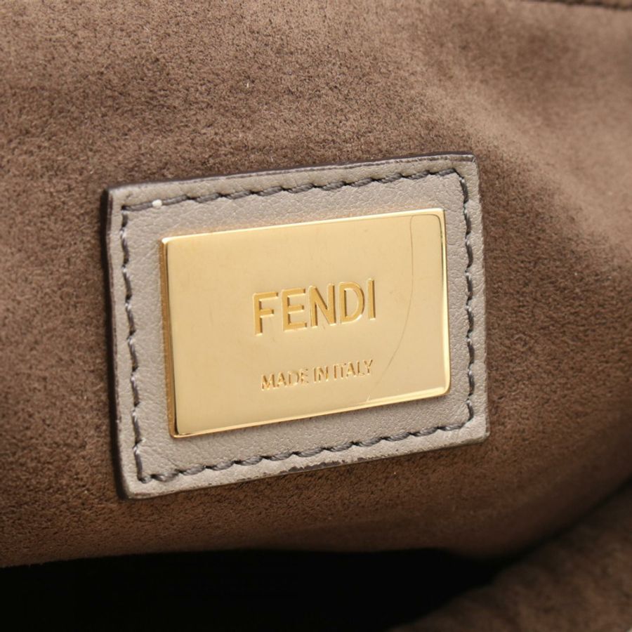 FENDI Peekaboo 大單肩手提包 8BN210 皮革 米色 二手 女士-3