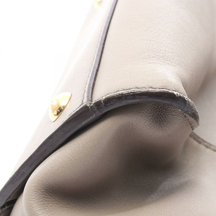 FENDI Peekaboo 大單肩手提包 8BN210 皮革 米色 二手 女士-8