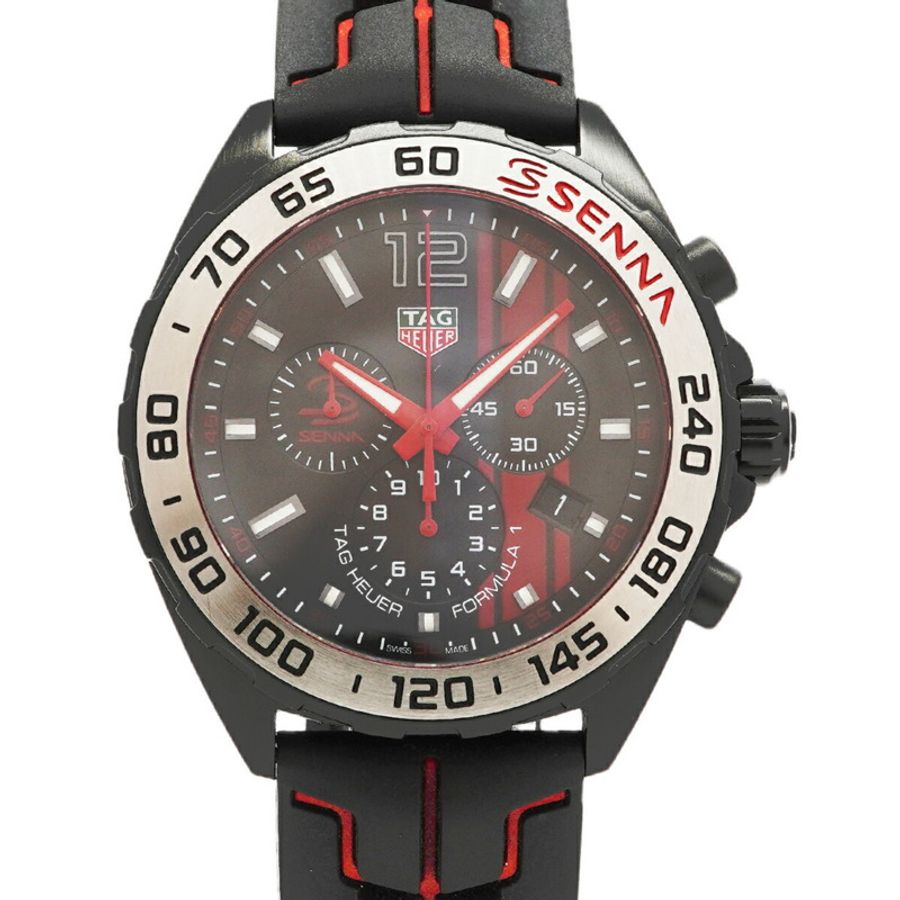 TAG Heuer 豪雅一級方程式賽車艾爾頓·塞納特別版 CAZ1019 黑色錶盤男士腕錶-0