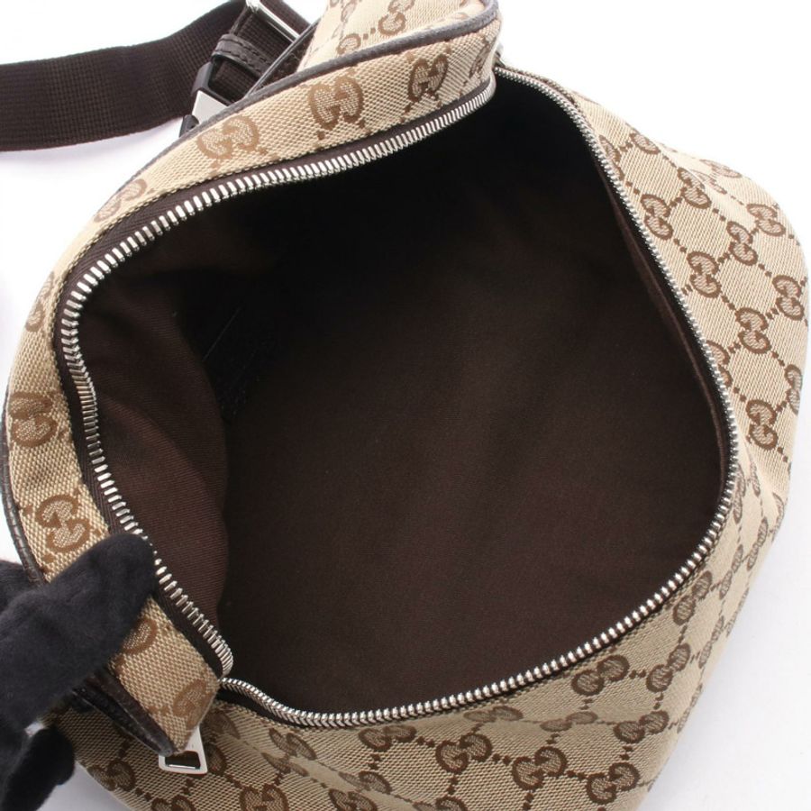 GUCCI GG帆布腰包 630915 帆布皮革 米色 棕色 二手 男女通用-2