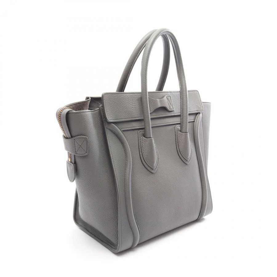 CELINE Luggage 迷你購物手提包,灰色皮革,二手女款-1