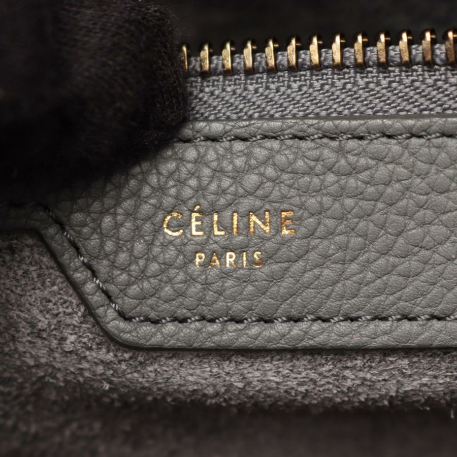 CELINE Luggage 迷你購物手提包,灰色皮革,二手女款-3