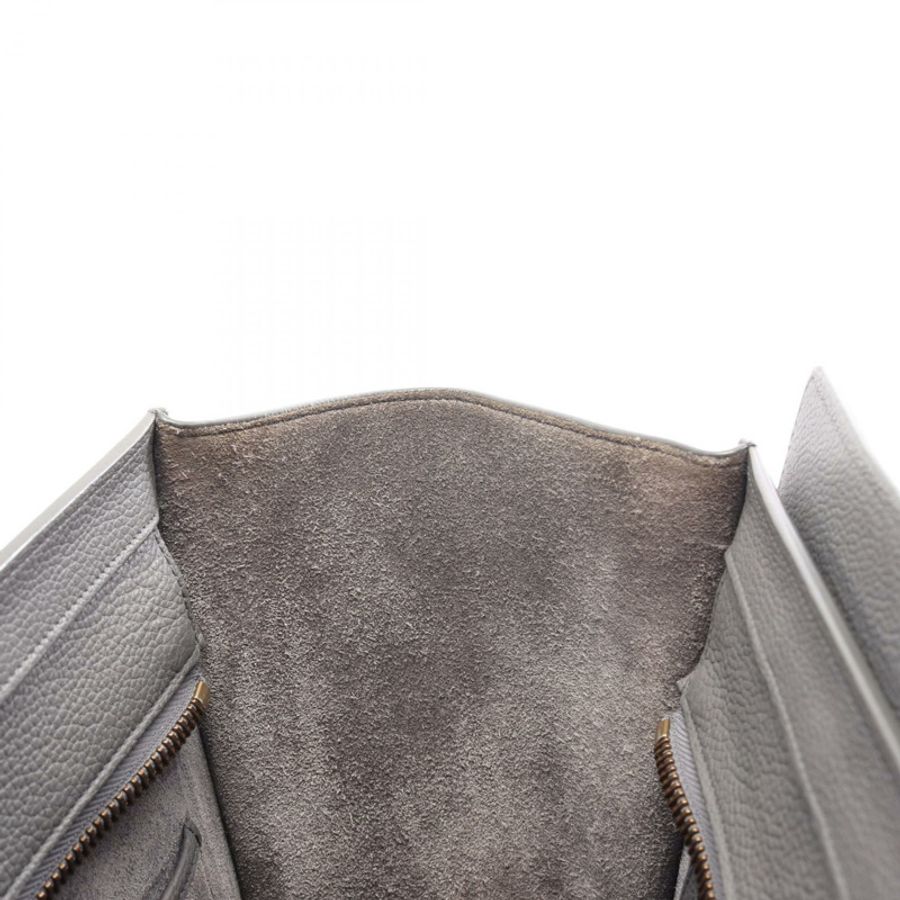 CELINE Luggage 迷你購物手提包,灰色皮革,二手女款-5