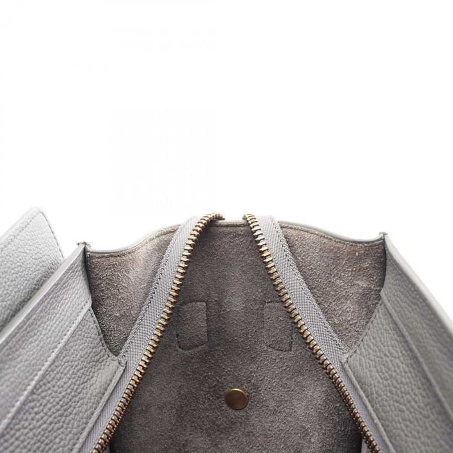 CELINE Luggage 迷你購物手提包,灰色皮革,二手女款-6