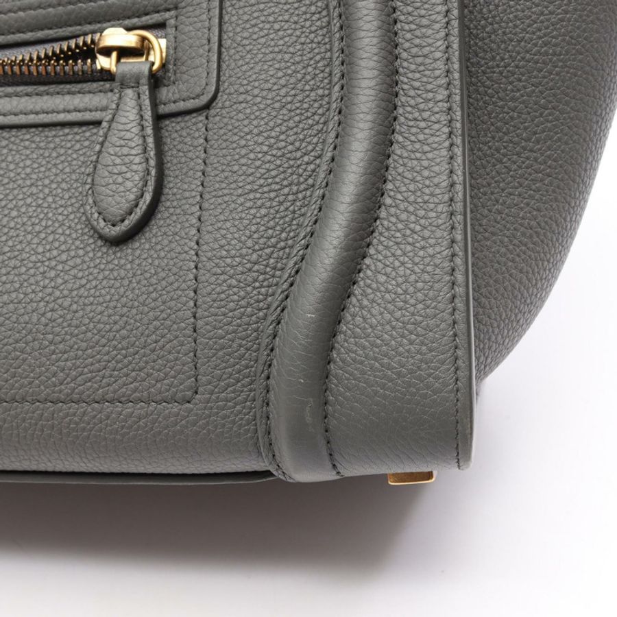 CELINE Luggage 迷你購物手提包,灰色皮革,二手女款-8