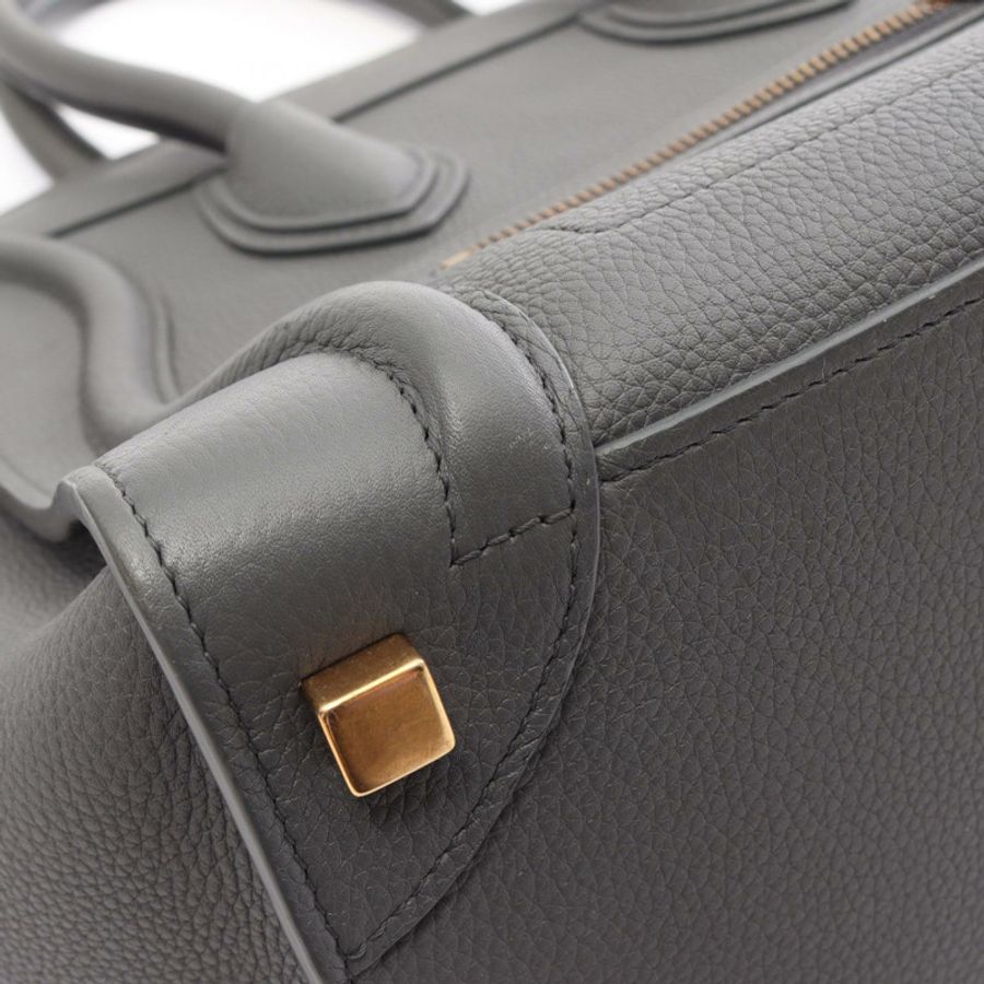 CELINE Luggage 迷你購物手提包,灰色皮革,二手女款-9