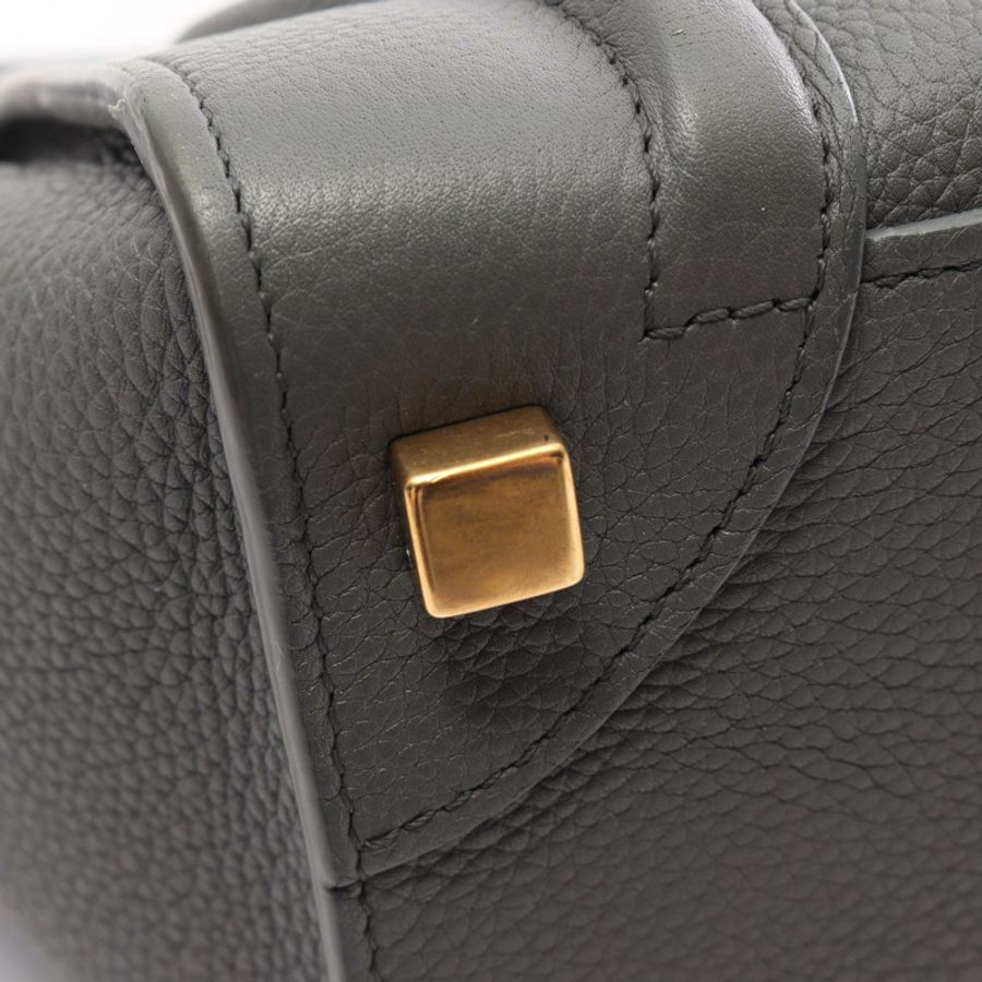 CELINE Luggage 迷你購物手提包,灰色皮革,二手女款-10