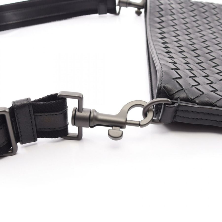 BOTTEGA VENETA Intrecciato 黑色真皮單肩包（二手女款）-6