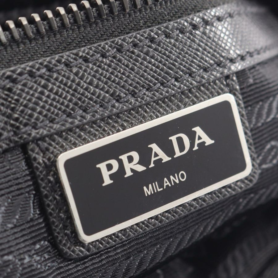 PRADA TESSUTO+SAFFI 肩背包 2VH048 尼龍 Saffiano 皮革 黑色 二手 男女通用-3