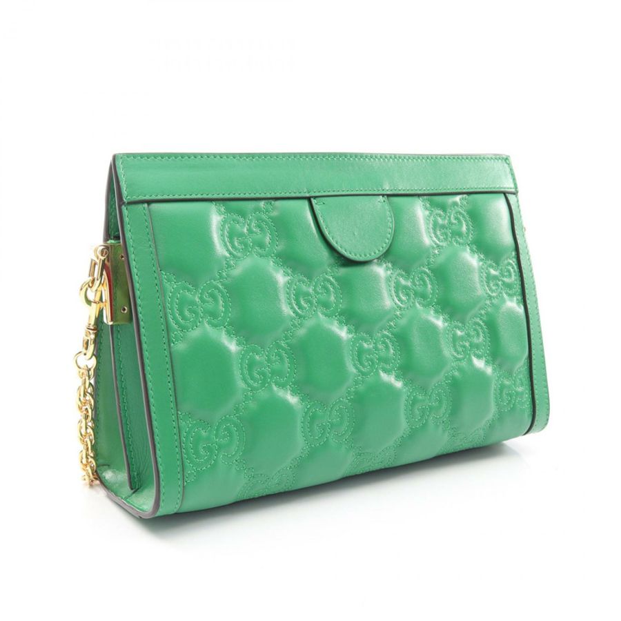GUCCI GG Matelasse 鏈條斜背包 702200 皮革 綠色 二手 女士-1