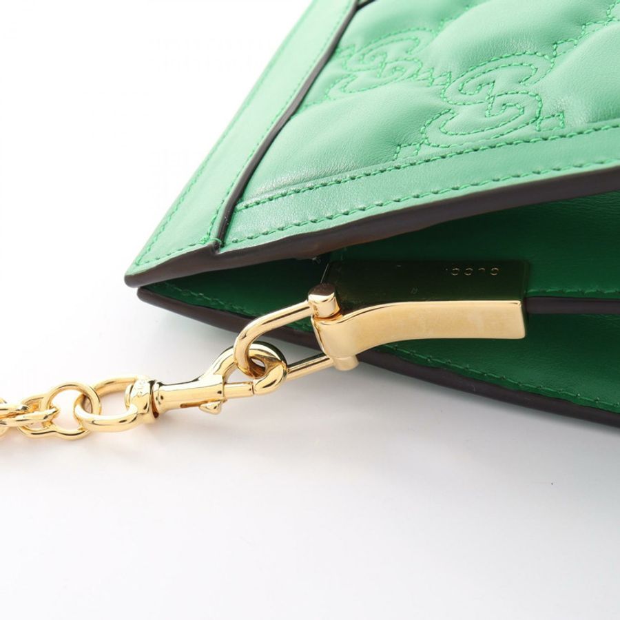 GUCCI GG Matelasse 鏈條斜背包 702200 皮革 綠色 二手 女士-4