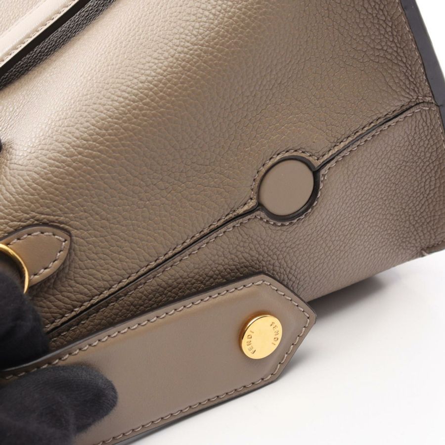 FENDI Boston 365 中型單肩斜背包 8BL152 皮革 米色 二手-9