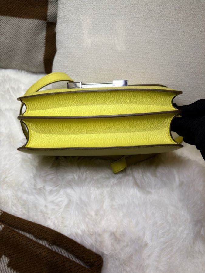 Hermes/ Constance 24/ 檸檬黃銀扣/ 匡R-4