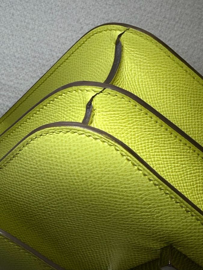 Hermes/ Constance 24/ 檸檬黃銀扣/ 匡R-7