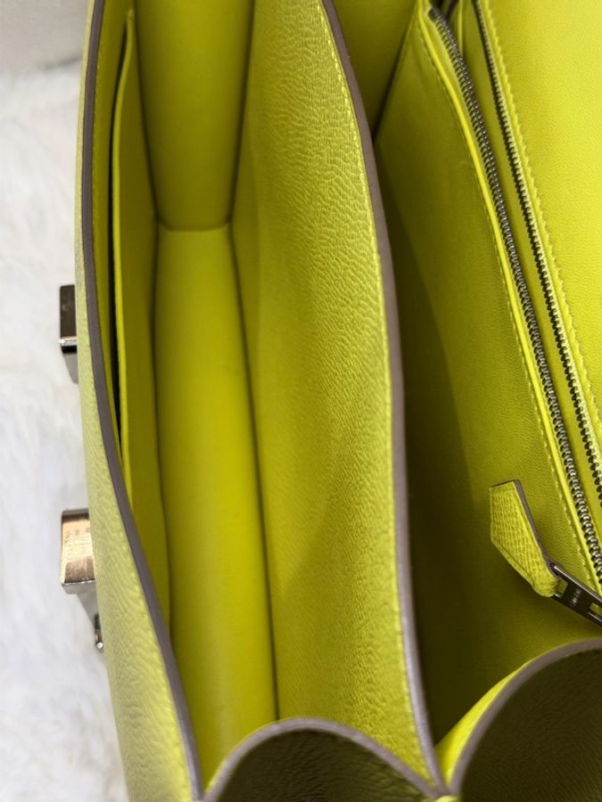 Hermes/ Constance 24/ 檸檬黃銀扣/ 匡R-10