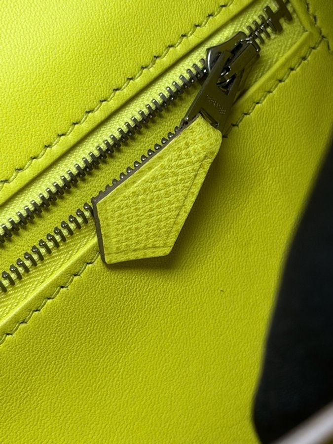 Hermes/ Constance 24/ 檸檬黃銀扣/ 匡R-18