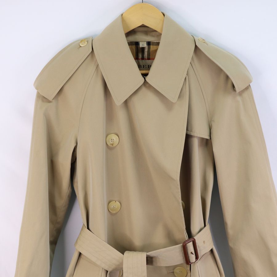 Burberry 卡其條紋 長風衣 經典格紋內襯-1