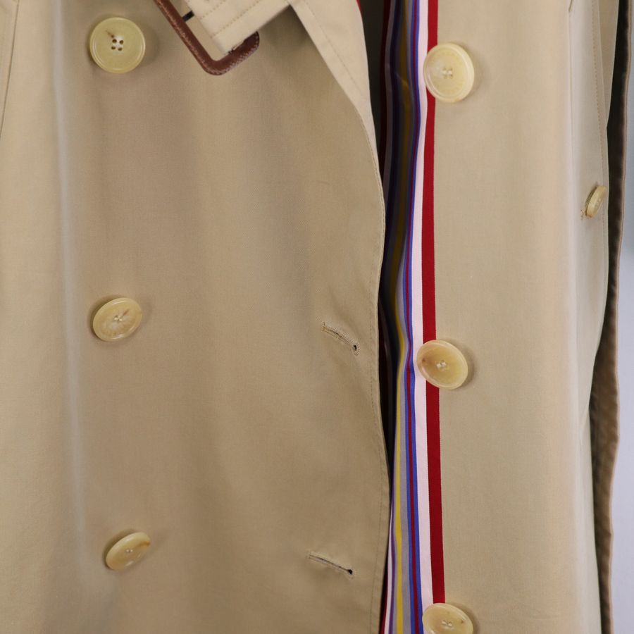 Burberry 卡其條紋 長風衣 經典格紋內襯-6