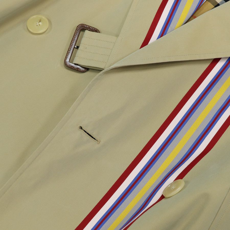 Burberry 卡其條紋 長風衣 經典格紋內襯-10