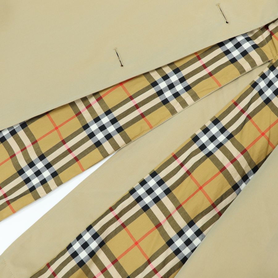 Burberry 卡其條紋 長風衣 經典格紋內襯-14