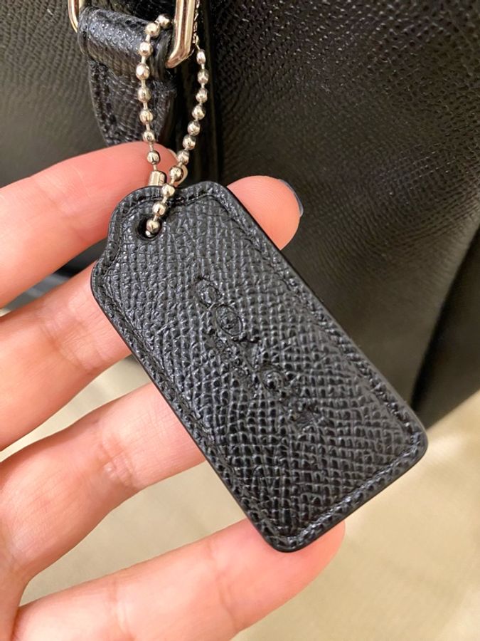COACH經典黑色荔枝紋皮革黛妃包-兩用手提/斜背包-2