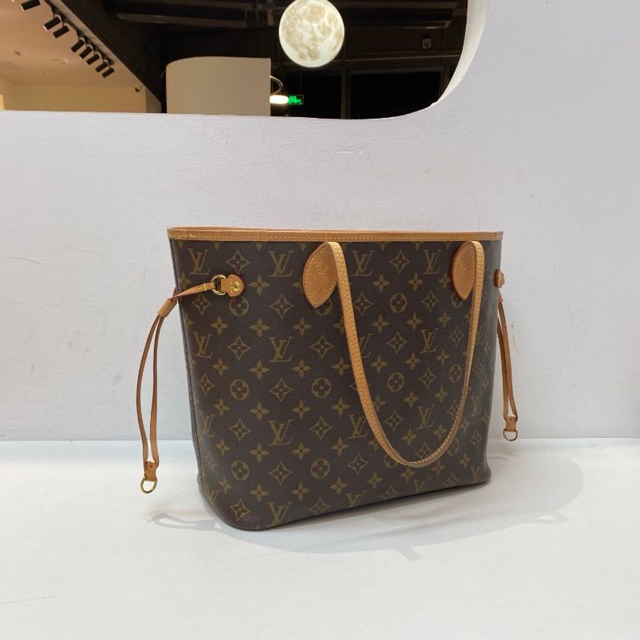 芯片款LV路易威登neverfull中号红色内里单肩购物袋手提包 31*28*16cm-1
