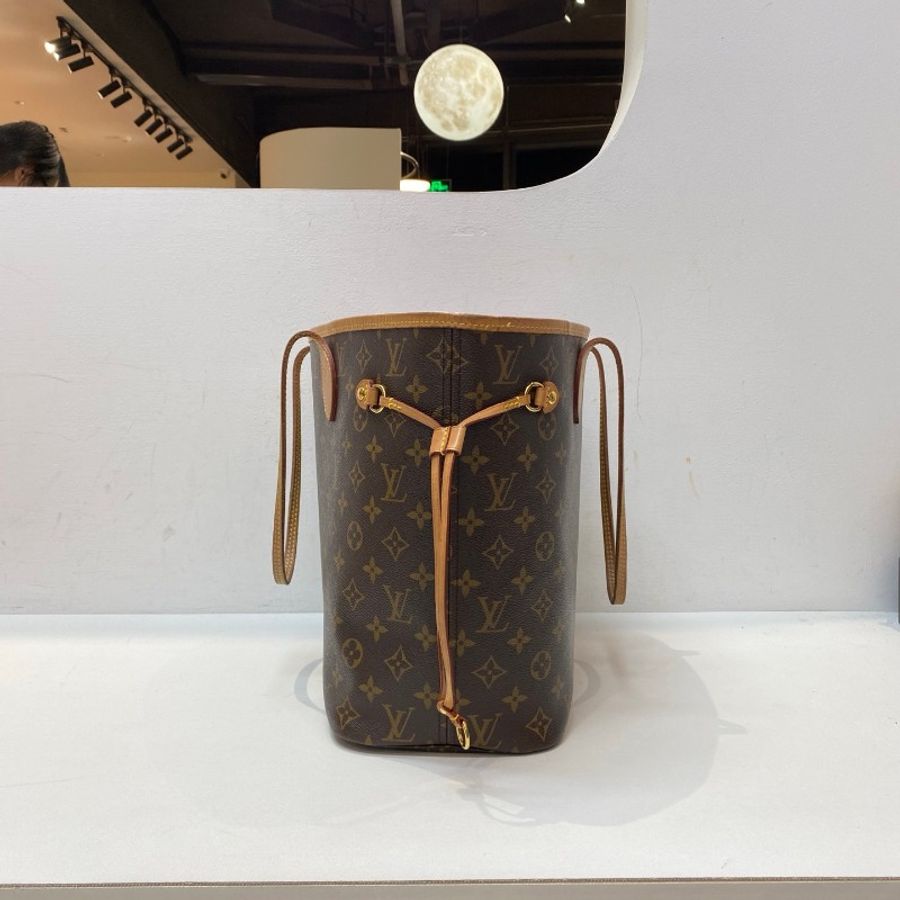 芯片款LV路易威登neverfull中号红色内里单肩购物袋手提包 31*28*16cm-2