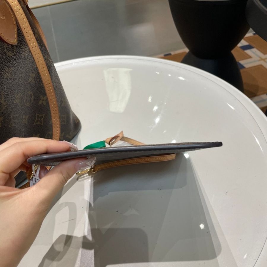 芯片款LV路易威登neverfull中号红色内里单肩购物袋手提包 31*28*16cm-11