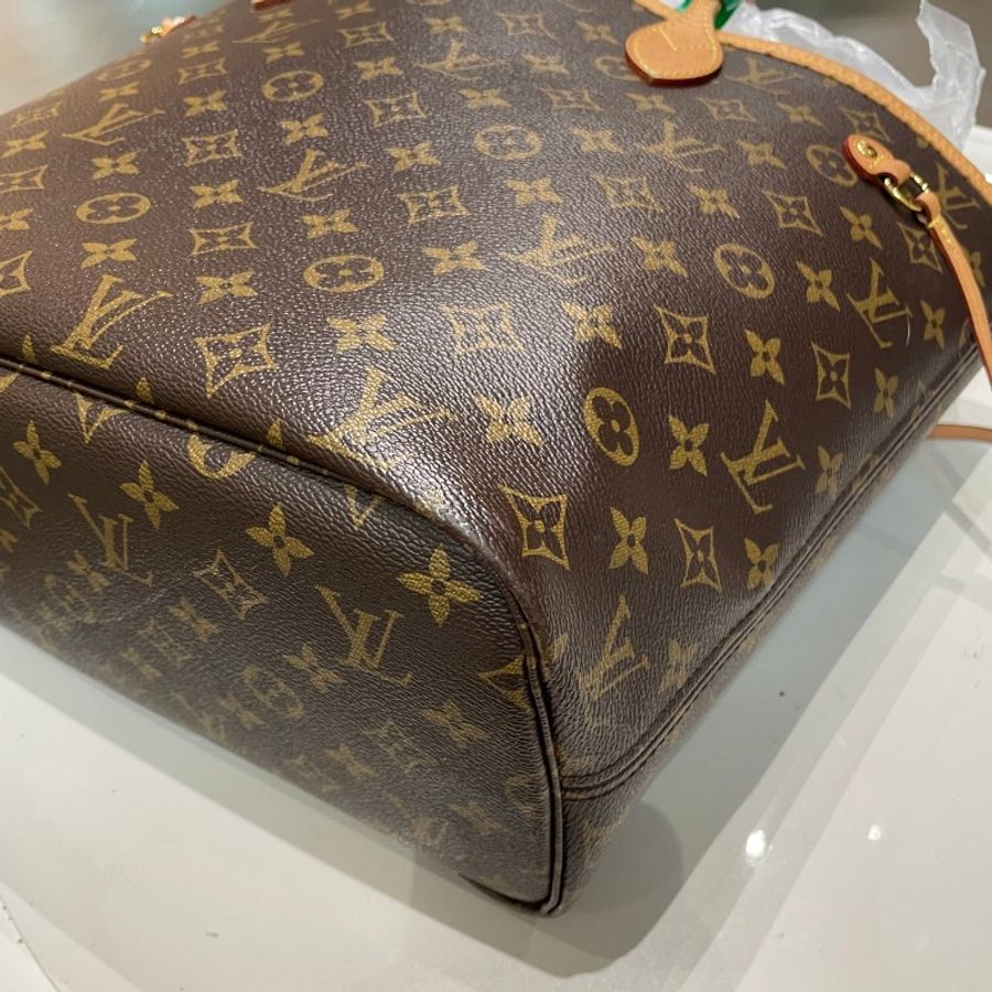 芯片款LV路易威登neverfull中号红色内里单肩购物袋手提包 31*28*16cm-16