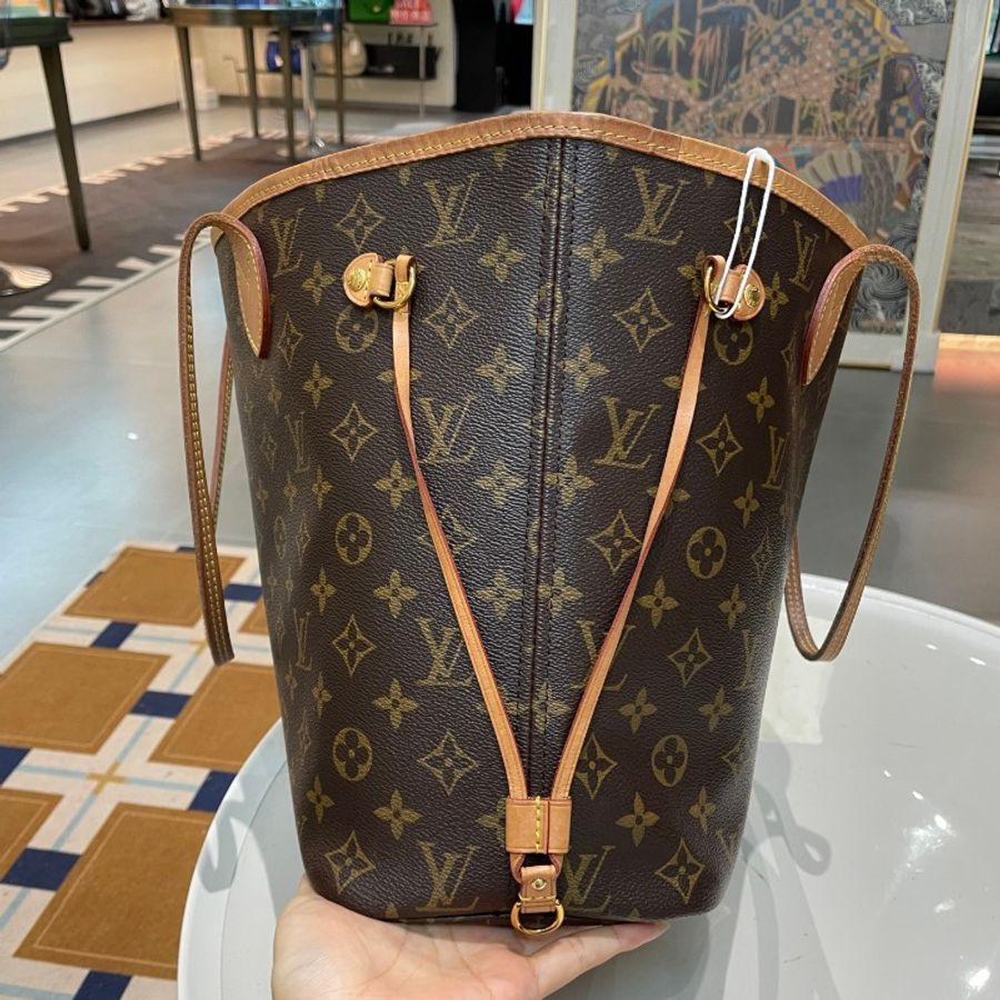 芯片款LV路易威登neverfull中号红色内里单肩购物袋手提包 31*28*16cm-22