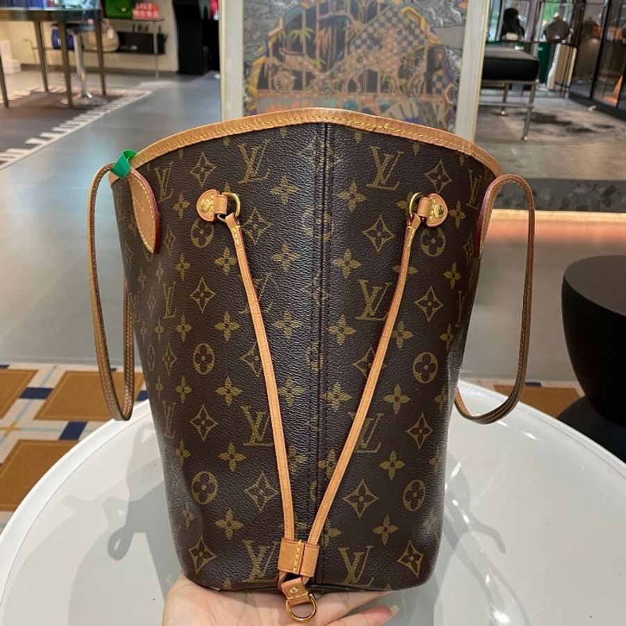 芯片款LV路易威登neverfull中号红色内里单肩购物袋手提包 31*28*16cm-23