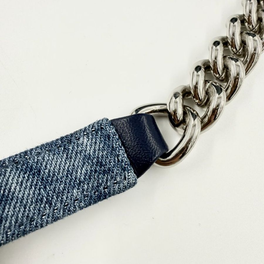 CHANEL - 牛仔布拼接毛呢銀釦編織BOY25cm-22