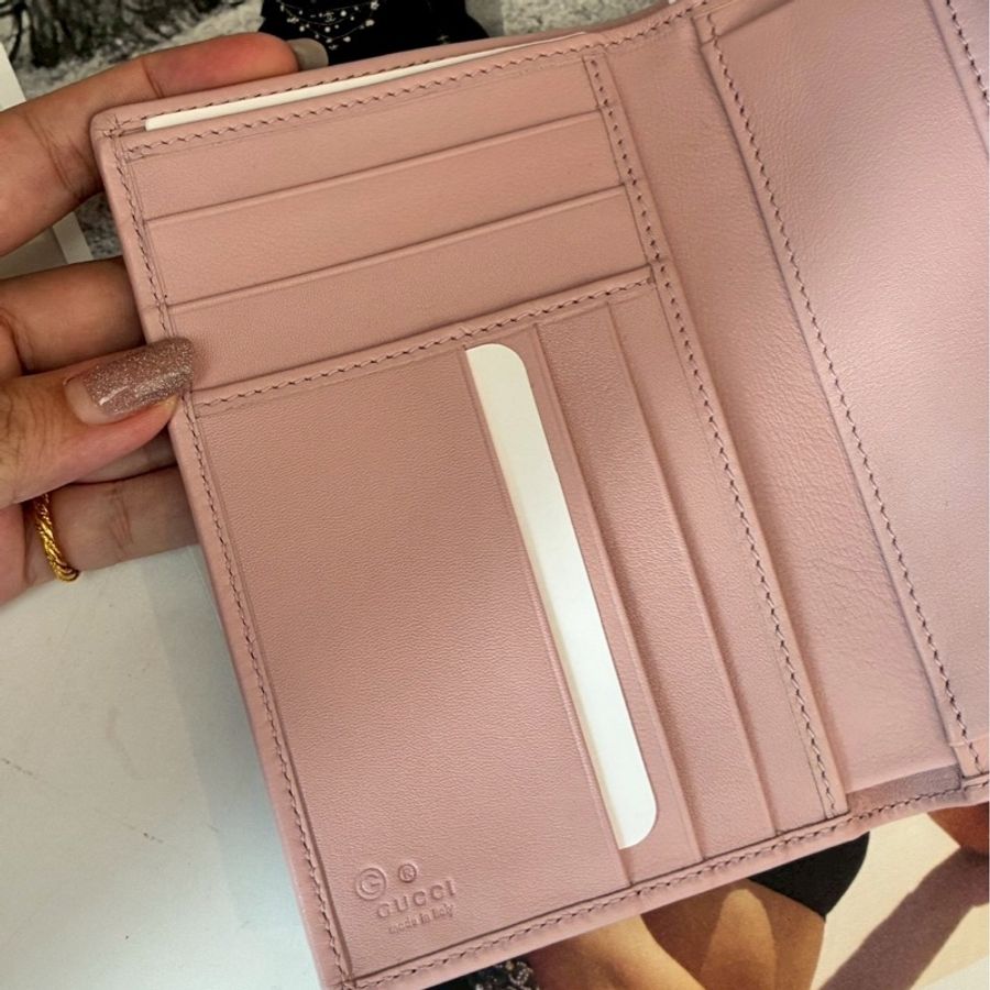 Gucci 粉皮革三折中夾🎀-15