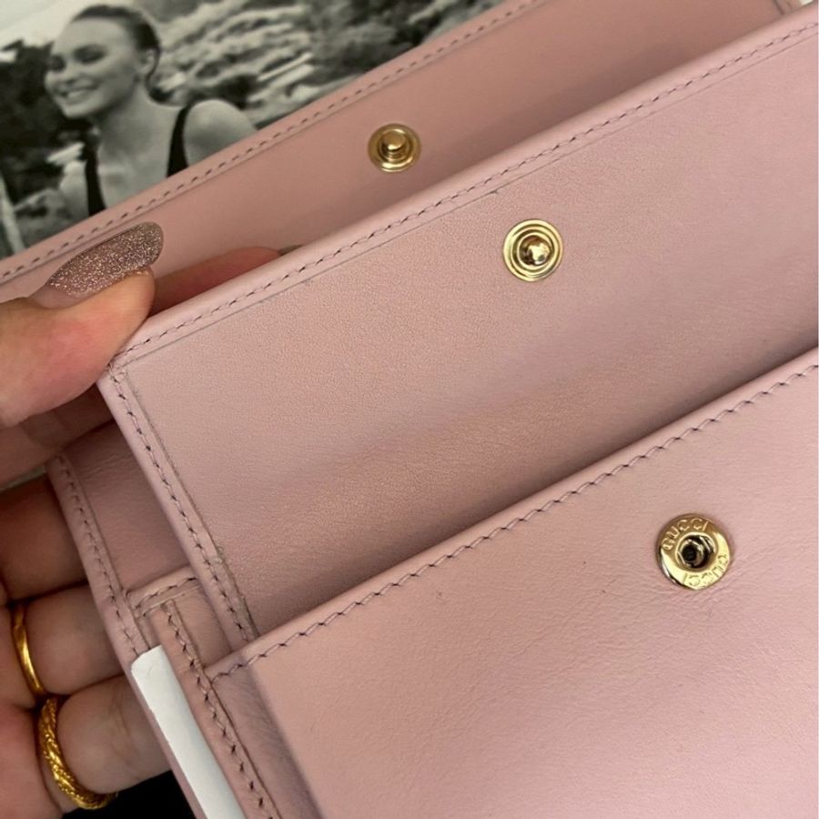 Gucci 粉皮革三折中夾🎀-19