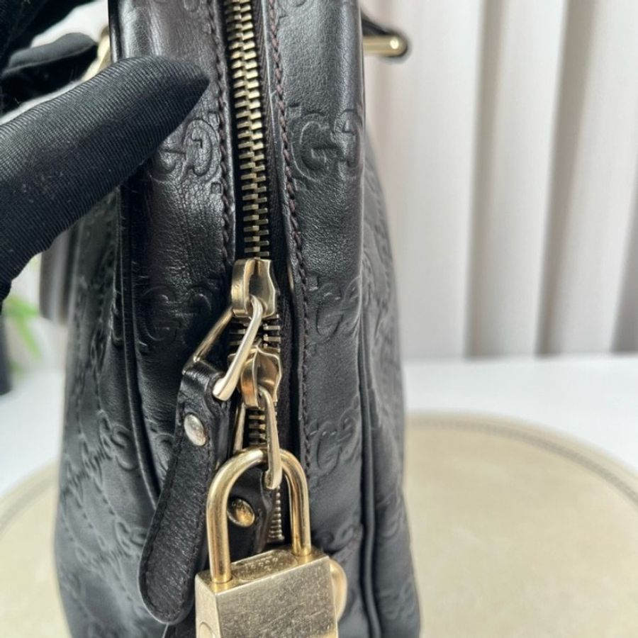 GUCCI 全皮老花壓紋手提包公文包電腦包-16