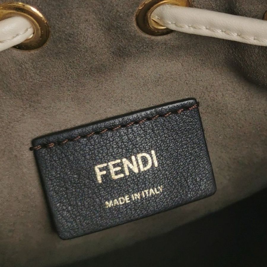 Fendi Mon Tresor迷你牛皮拼色雙F老花抽繩斜挎包-8