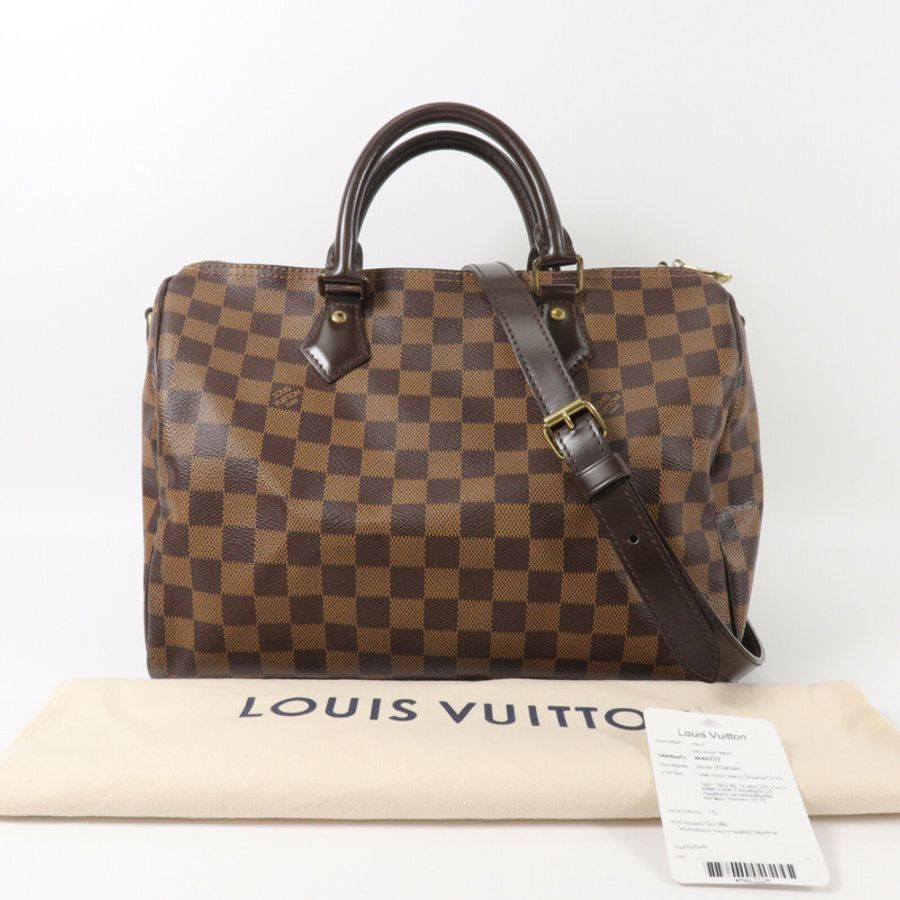 LOUIS VUITTON Damier Speedy Bandouliere 30手挽肩背兩用袋-7