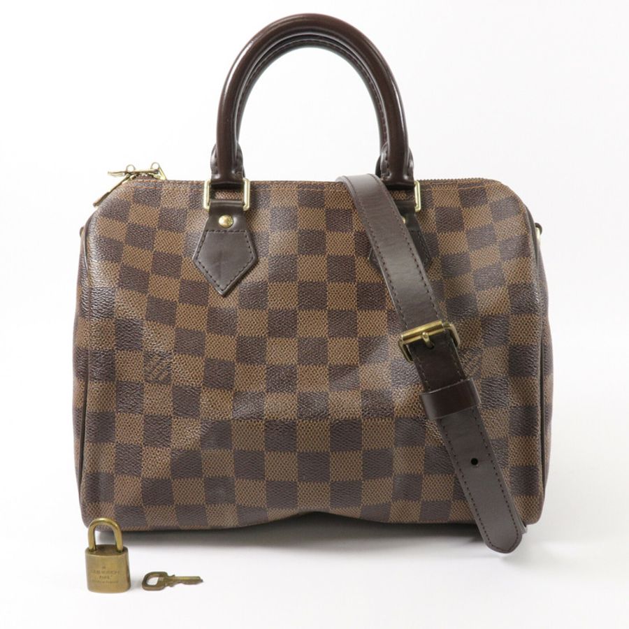 LOUIS VUITTON Damier Speedy Bandouliere 25手挽肩背兩用袋-8