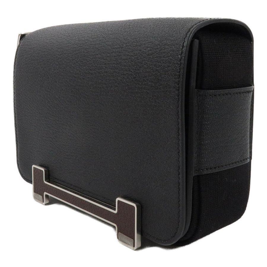 HERMES Chevre皮革Geta Bicolor肩背袋Noir-2