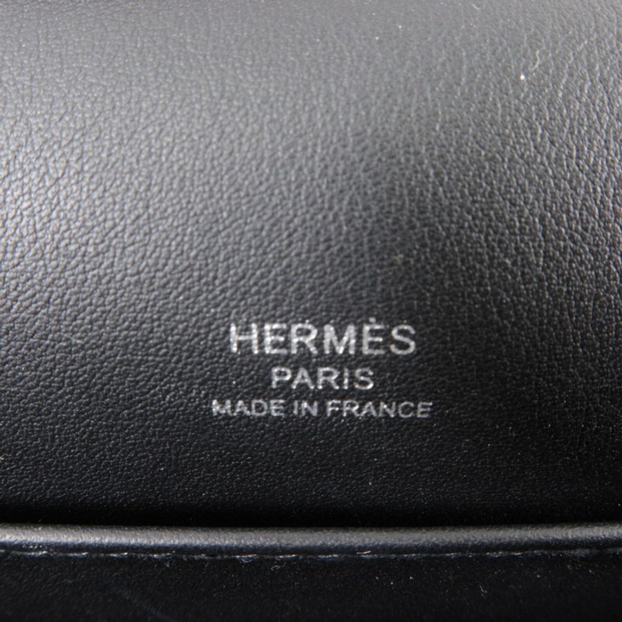 HERMES Chevre皮革Geta Bicolor肩背袋Noir-5