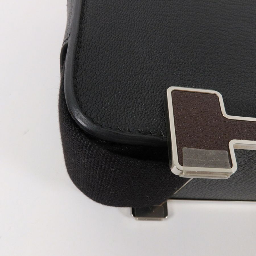 HERMES Chevre皮革Geta Bicolor肩背袋Noir-11