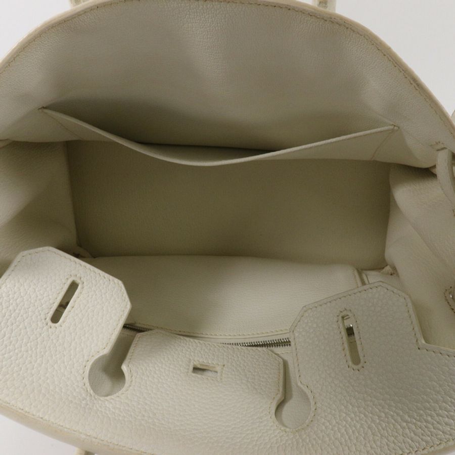 HERMES Clemence皮革Birkin 30手挽袋White-4