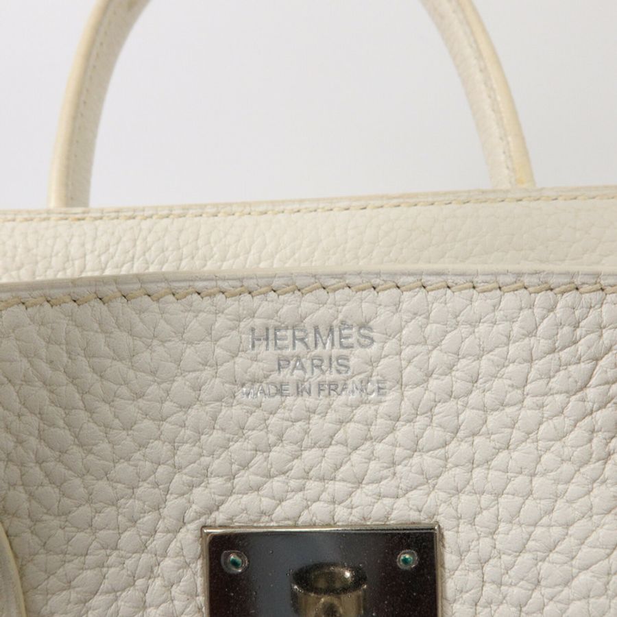 HERMES Clemence皮革Birkin 30手挽袋White-5