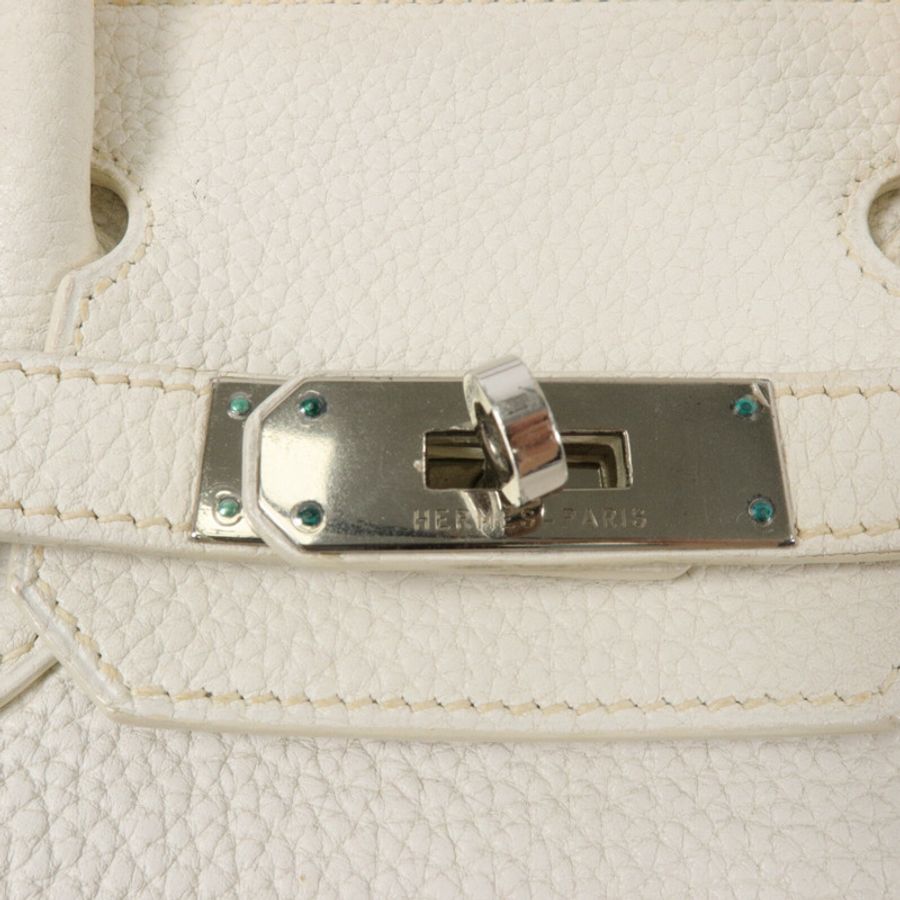 HERMES Clemence皮革Birkin 30手挽袋White-7