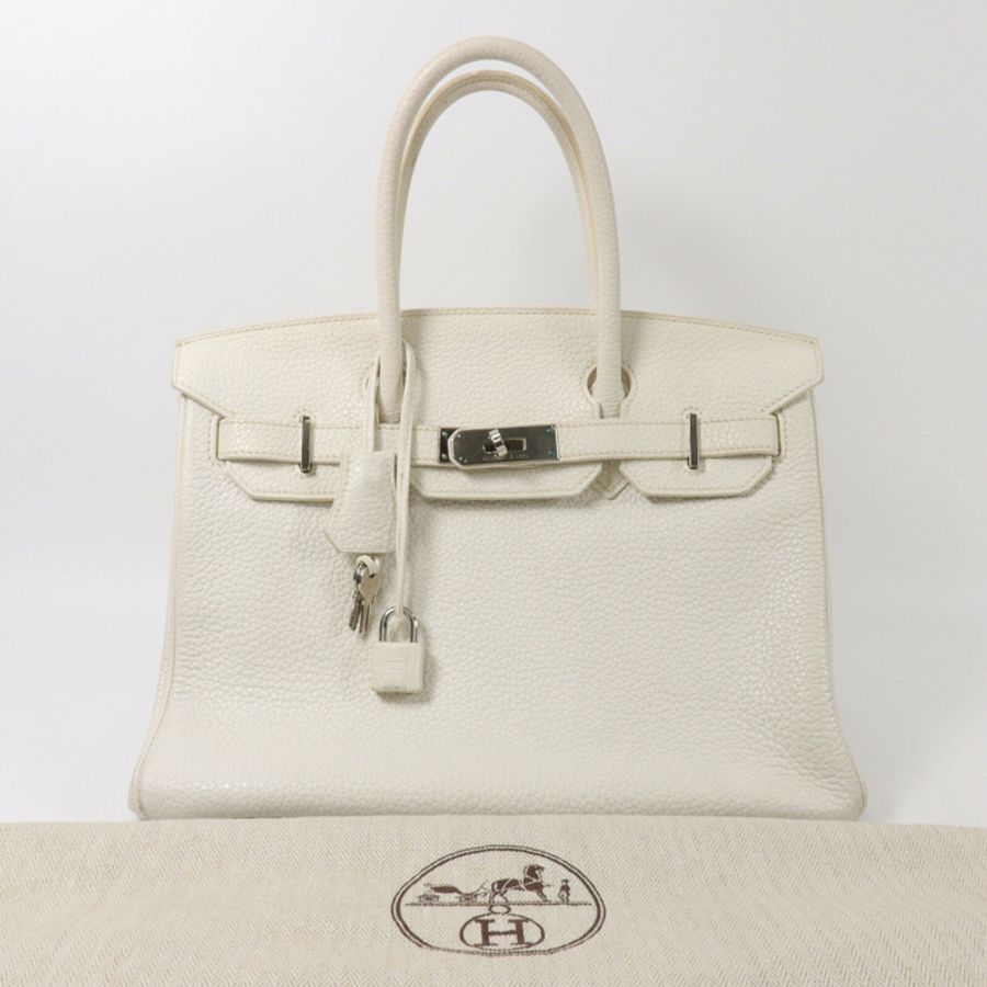 HERMES Clemence皮革Birkin 30手挽袋White-10