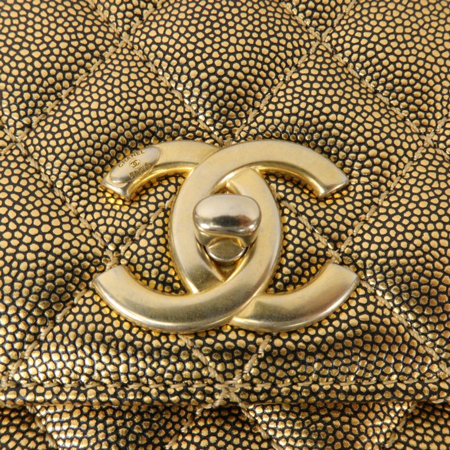 CHANEL 牛皮皮革Coco Handle Medium鏈帶手挽肩背兩用袋-6