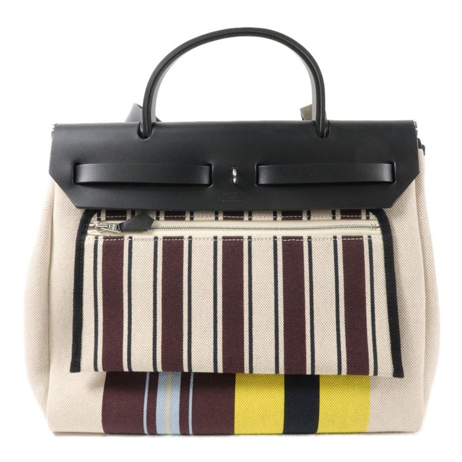 HERMES Toile H帆布Herbag PM Laquered手挽肩背兩用袋-1