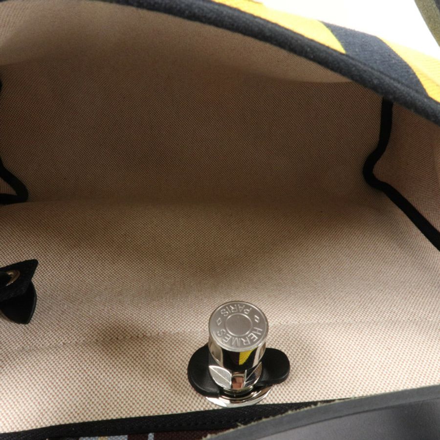 HERMES Toile H帆布Herbag PM Laquered手挽肩背兩用袋-4