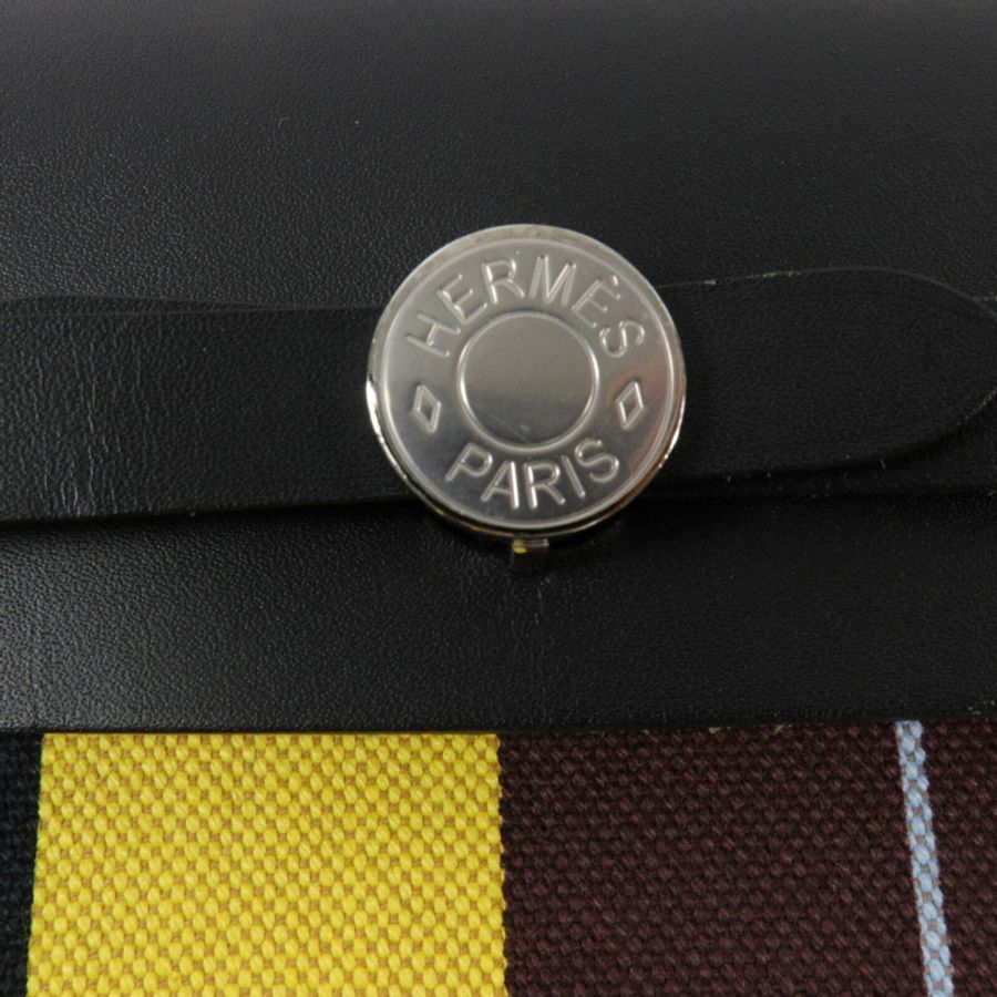 HERMES Toile H帆布Herbag PM Laquered手挽肩背兩用袋-6