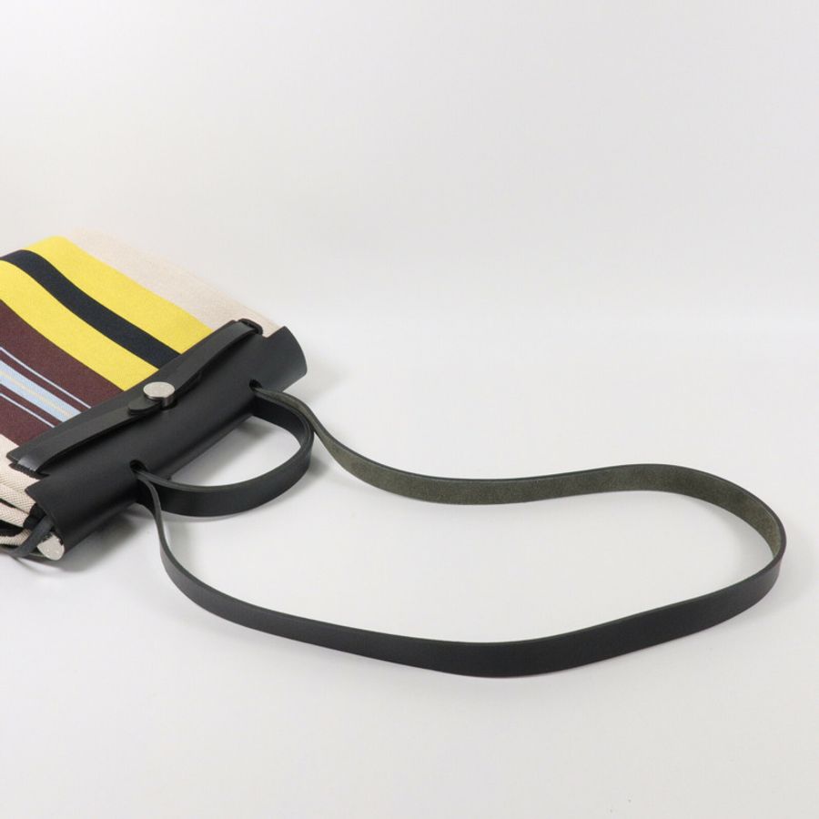 HERMES Toile H帆布Herbag PM Laquered手挽肩背兩用袋-9